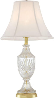 26 1/2" Tall Table Lamps Set of 2 Gold Brass Cut Clear Glass Urn