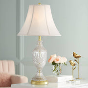 26 1/2" Tall Table Lamps Set of 2 Gold Brass Cut Clear Glass Urn