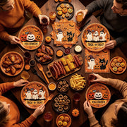 96PCS Halloween Paper Plates and Napkins Set, Serves 24 Guests- Vintage Ghost Pumpkin Disposable Dinnerware Set, Orange and Black Plastic Forks, Trick or Treat Boo Halloween Party Supplies