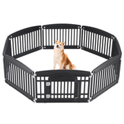 Dog Playpen, Plastic Puppy Pet Fence, 8 Panels 24 Inch Expandable Durable Plastic Build, Indoor Outdoor Portable, Secure Locking Door, Small Medium Size Dog, Black