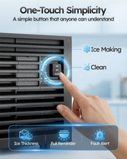 Commercial Ice Maker Machine, 100lbs/24H with 18-33lbs Ice Storage Under Counter Ice Maker, Stainless Steel Built-in Freestanding, Self-Cleaning, Adjustable Ice Thickness for Home Bar Offices