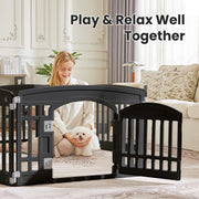 Dog Playpen, Plastic Puppy Pet Fence, 8 Panels 24 Inch Expandable Durable Plastic Build, Indoor Outdoor Portable, Secure Locking Door, Small Medium Size Dog, Black