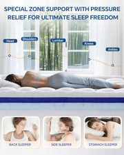 Dual Layer 4 Inch King Size Memory Foam Mattress Topper 2 Inch Soft Pillow Top Mattress Pad Cover and 2 Inch Gel Memory Foam for Pressure Relief, 2-in-1 Design for Comfort & Support
