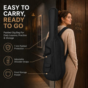 Cello 4/4 Full Size, Beginner Cello Instrument for Adults, Acoustic Cello Set with Padded Bag, Extra Strings, Bridge, Bow & Rosin – for Lessons, Home Practice & School Orchestra, Matte Natural