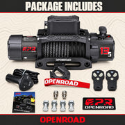 13500 lb Recovery Winch with Synthetic Rope and 2 Wireless Remotes - IP68 Waterproof 12V Electric Winch for, SUV, Truck & Trailer - Panther Series 3S