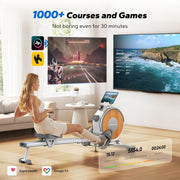 16-Level Dual-Rail Magnetic Rowing Machine, Advanced LCD Monitor, Wide Seat, Black, 250 lb Capacity