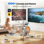 16-Level Dual-Rail Magnetic Rowing Machine, LCD Monitor, Wide Seat, Charcoal, 250 lb Capacity