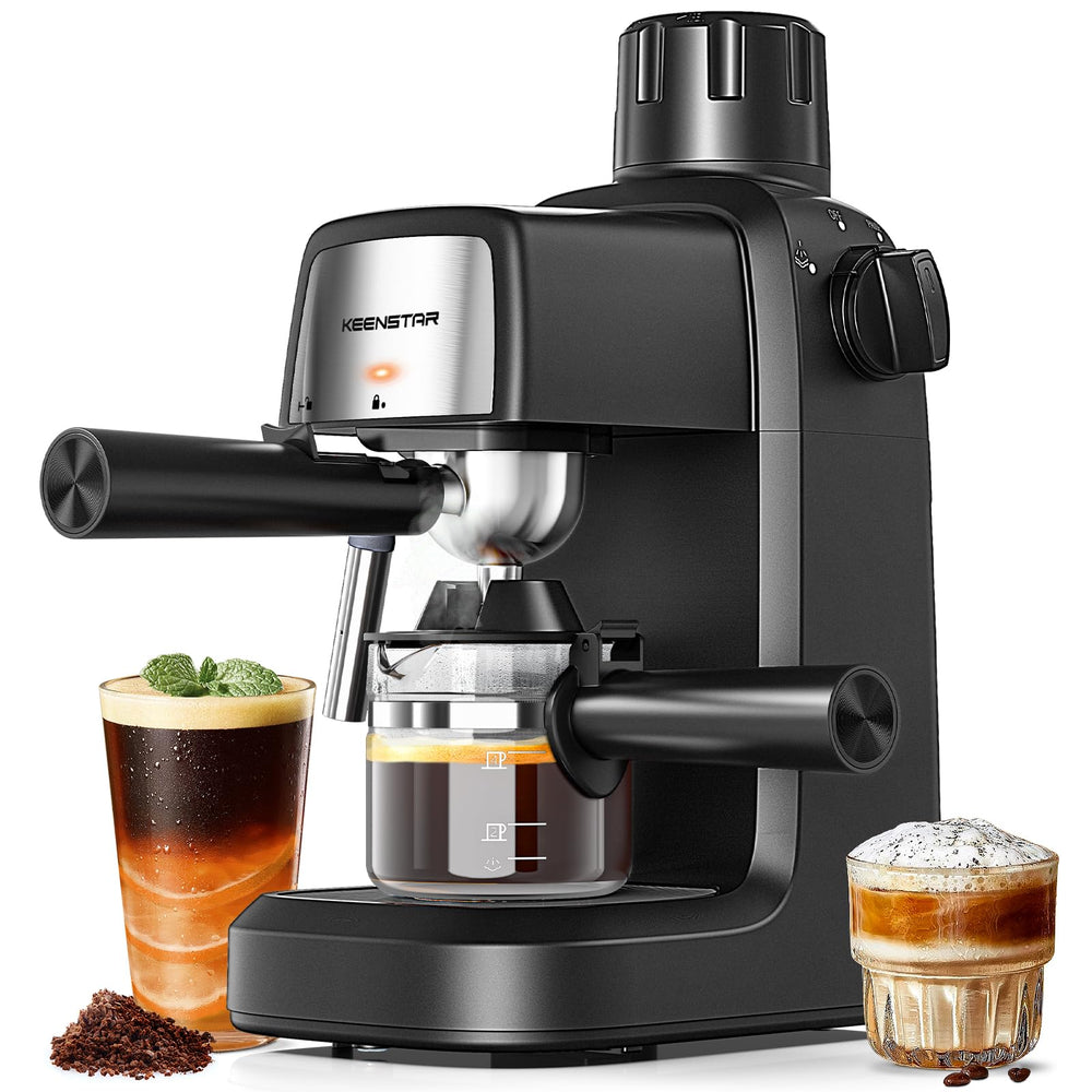3.5Bar Espresso Machine 800W, Compact 4-Cup Espresso Maker Preheat Fast Heating, Milk Frother Steam Wand, Espresso and Cappuccino Machine for Cappuccino or Latte Black