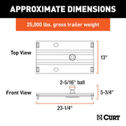 16055 5th Wheel Rail Gooseneck Hitch, 25,000 lb, 3" Offset