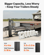 Heavy-Duty Trailer Jack, 12,000 lbs Load Capacity, Sidewind Square Direct Weld-on Trailer Jack with Handle Crank, Adjustable Drop Leg, 26-Inch Travel for Lifting RV, Utility, Yacht Trailers