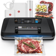 Vacuum Sealer Machine, 230W 95KPa Food Sealer Built-in Cutter & Bag Storage Upgraded 10-in-1, Double Heat Seal for Dry & Moist Food, Easy-Lock Handle, Vacuum Hose, Includes 1 Roll + 10 Pre-cut Bags