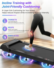Walking Pad Treadmill 10% Incline, Foldable Handle, Under Desk Treadmill