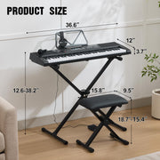 Piano Keyboard, 61 Key Keyboard Piano Electric Piano with Stand, Touch Sensitive Keyboards Piano 61 Key for Beginners, Headphones, Microphone, MP3/USB/LCD Screen, Holiday Birthday Gifts