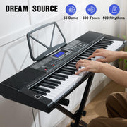 Piano Keyboard, 61 Key Keyboard Piano Electric Piano with Stand, Touch Sensitive Keyboards Piano 61 Key for Beginners, Headphones, Microphone, MP3/USB/LCD Screen, Holiday Birthday Gifts