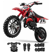 50cc Dirt Bike Gas Powered 2 Stroke Powerful Off Road Pit Bike for Kids (Red M)