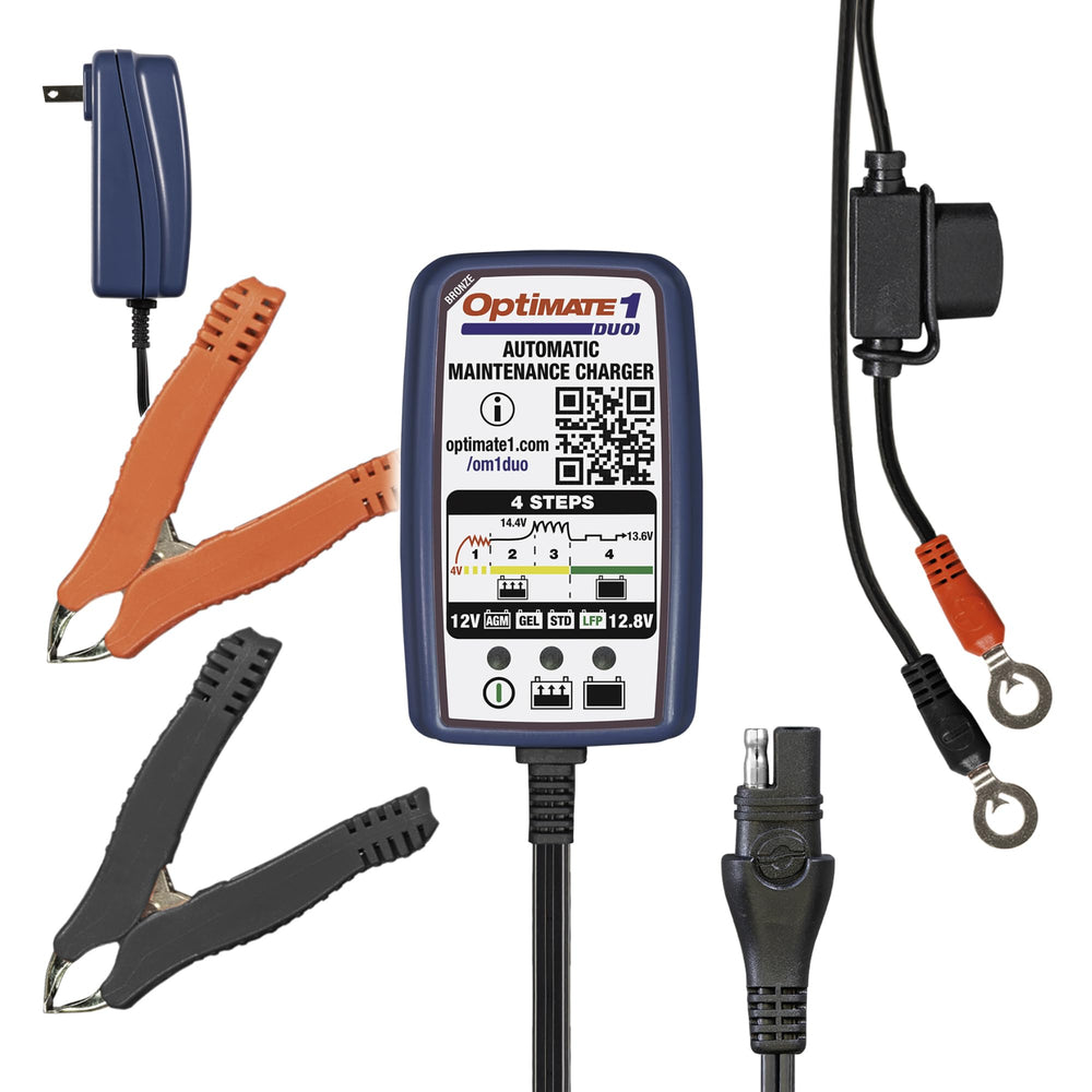 Optimate 1 Duo, TM-409, 4-Step 12V / 12.8V 0.6A Battery Charger & maintainer