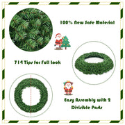 48 Inch Large Pre-Lit Christmas Wreath, Battery Operated Winter Wreaths for Front Door with 200 LED Lights and Timer, Lighted Artificial Hanging Xmas Wreath for Windows Wall Mantel Home Decor