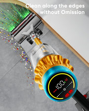Cordless Vacuum Cleaner, 650W/60KPA/70 Mins Vacuum Cleaners for Home,Self-Standing Wireless Vacuum, Anti-Tangle Brush, Smart Display,1.8L Cup Cordless Stick Vacuum Cleaner for Pet Hair/Carpets (Gold)