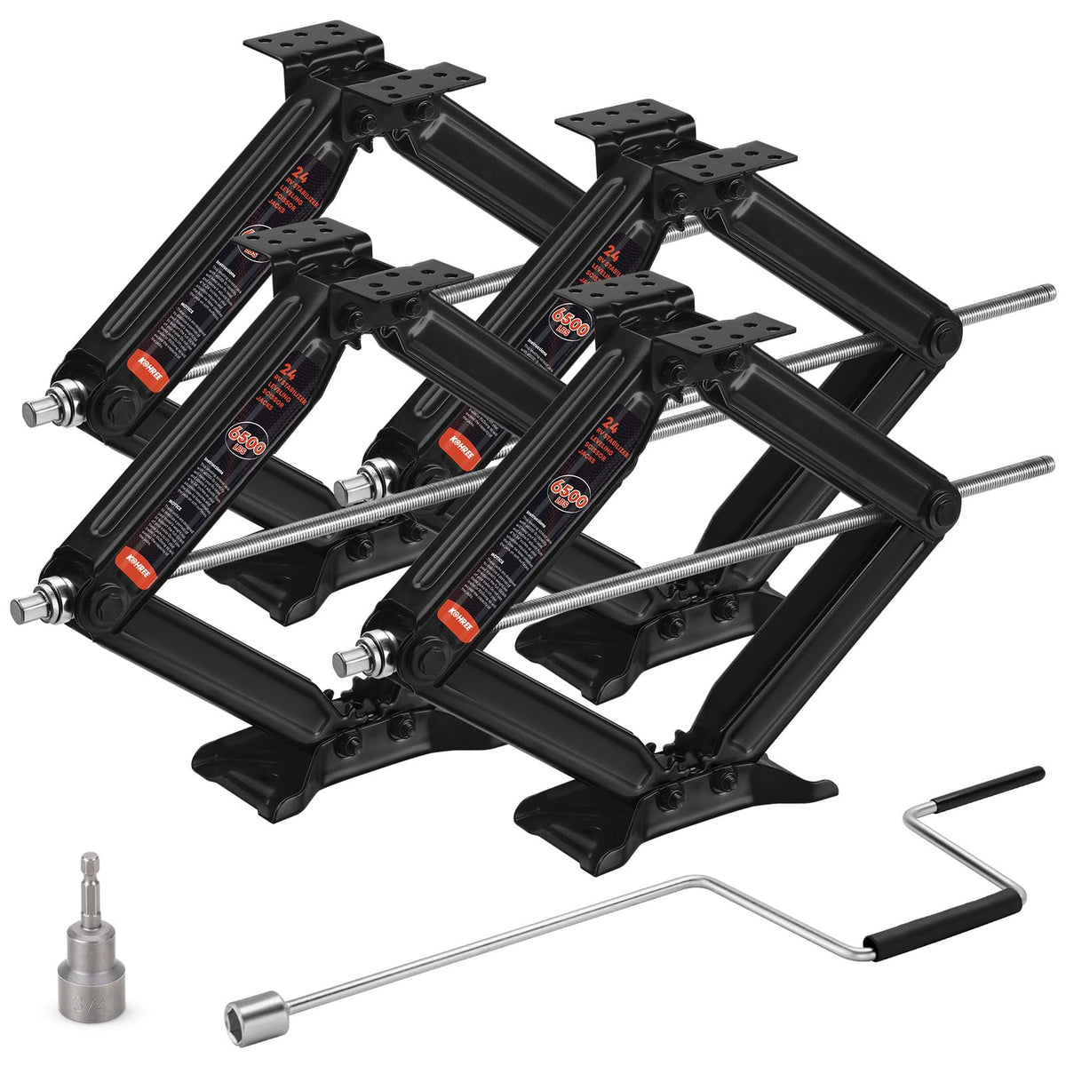 6500lbs Heavy Duty RV Stabilizer Jacks 4 Pack, 24 Inch