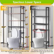 Over-The-Toilet Storage Shelf,4-Tier Bathroom Organizer Cabinet Rack And Storage Over Toilet With Shelf Waterproof Feet Pad And Basket,Multifunctional Space Saver Freestanding Bathroom Shelves（Brown）