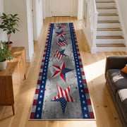 4th of July Patriotic Stars Kitchen Runner Rugs, 3x10ft, Independence America Stars Memorial Day Front Door Mat, Non Slip Rubber Backing Machine Washable Entryway Hallway Floor Decor Carpet