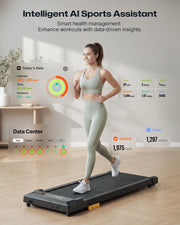 Smart Walking Pad, Compact Under Desk Treadmill with Double Shock Absorption, Quiet Operation, Workout APP with Track Insights and MIIT Mode, Plug and Play, Remote or APP Control for Home Office