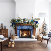 Pre-lit 6 Feet/72 Inch Christmas Garland, Blue & White Lighted Garland with 50 LED Lights for Indoor Outdoor Xmas Decor Holiday Decorations, Battery Operated (Batteries NOT Included)