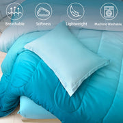 7 Pieces Gradient Teal Comforter Set Queen - Lightweight Teal Green Bed in a Bag Queen Size Set, All Season Down Alternative Complete Bedding Set Flat/Fitted Sheet, Pillowcases Pillow Shams