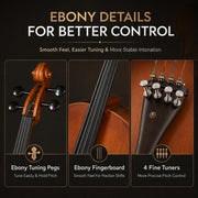 Cello 4/4 Full Size, Beginner Cello Instrument for Adults, Acoustic Cello Set with Padded Bag, Extra Strings, Bridge, Bow & Rosin – for Lessons, Home Practice & School Orchestra, Matte Natural