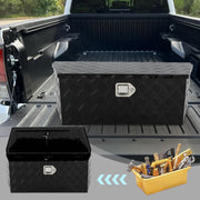 35inch Heavy Duty Aluminum Truck Bed Tool Box Chest Storage Organizer for Pick Up Truck Bed RV Trailer Tool Box with Lock and Keys-Black