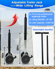Trailer Dolly with Jack, 3500 lb Heavy Duty Trailer Tug Mover