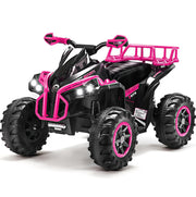 Four Wheeler for Kids – Electric Kids ATV 4 Wheeler for Ages 3–8, 12V Ride On Quad with LED Lights, Music, High/Low Speed, USB/TF, Treaded Tires,Pink.