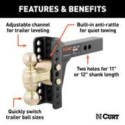 45900 Adjustable Trailer Hitch Ball Mount, 2-Inch Receiver, 6-Inch Drop, 5-1/4-Inch Rise + 45920 Channel-Mount Pintle Hitch with 2-5/16-Inch Trailer Hitch Ball, 13,000 lbs. GTW, Fits 2-1/2-Inch