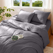 100% Pure Linen Duvet Cover Set 3 Pcs Soft Comforter Cover Sets King Size