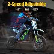 HP112E 36V 1000W Electric Dirt Bike Electric Motorcycle for Kids,Green