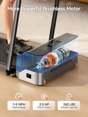 Foldable Walking Pad Treadmill with Handle Bar Under Desk