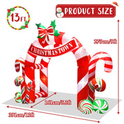13FT Christmas Inflatables Archway Outdoor Decorations Giant Xmas Candy Arch Inflatable Stereoscopic Blow up Christmas Yard Decoration for Garden Lawn Party Decor