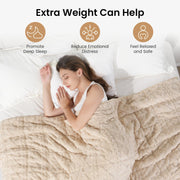 Weighted Blanket Queen Size 15lbs for Adults, Beige, 60 x 80 inches Soft Jacquard Sherpa,Fluffy Cozy Sofa Throw Blankets for Sleep Natural and Calming,Machine Washable,Filled with Glass Beads