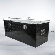 48"X19.5"X17.5" Black Heavy Duty Aluminum Pickup Truck Bed 5 Bar Tread Pattern Truck Tool Box, Under Truck Storage Trailer Tongue Box with Lock and Key for Truck,RV Trailer, ATV
