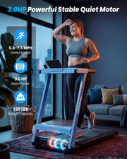 Folding Treadmill with 15% AUTO Incline and Handle Bar for Home Exercise