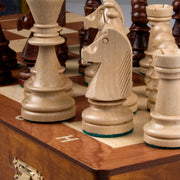 Handmade European Professional Tournament Chess Set - Wooden 21 Inch Folding Board with Felt Base & Hand Carved Chess Pieces - Compartment Inside The Board to Store Each Piece
