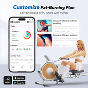 16-Level Dual-Rail Magnetic Rowing Machine, LCD Monitor, Wide Seat, Black, 350 lb Capacity