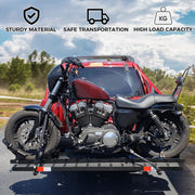 600LB Motorcycle Carrier with Loading Ramp Heavy Duty Steel Hauler
