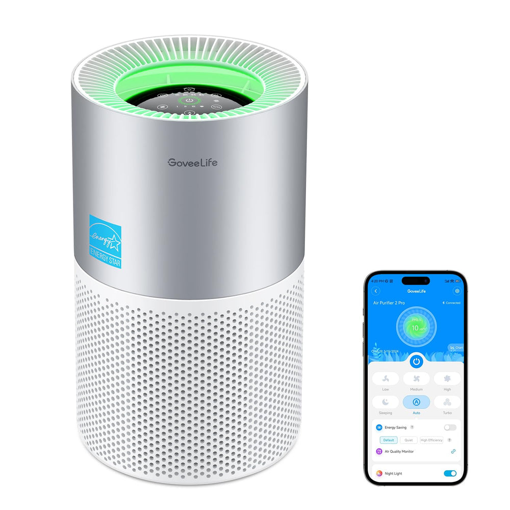Air Purifier for Bedroom, Covers up to 1162ft², 24dB Sleep Mode Smart Air Purifier with App & Alexa Control, RGB Night Light, PM2.5 Sensor Air Purifier for Pet Hair, Pollen, Dust, Smoke