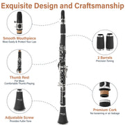 Ebonite Bb Clarinet Kit with 2 Barrels (Black)