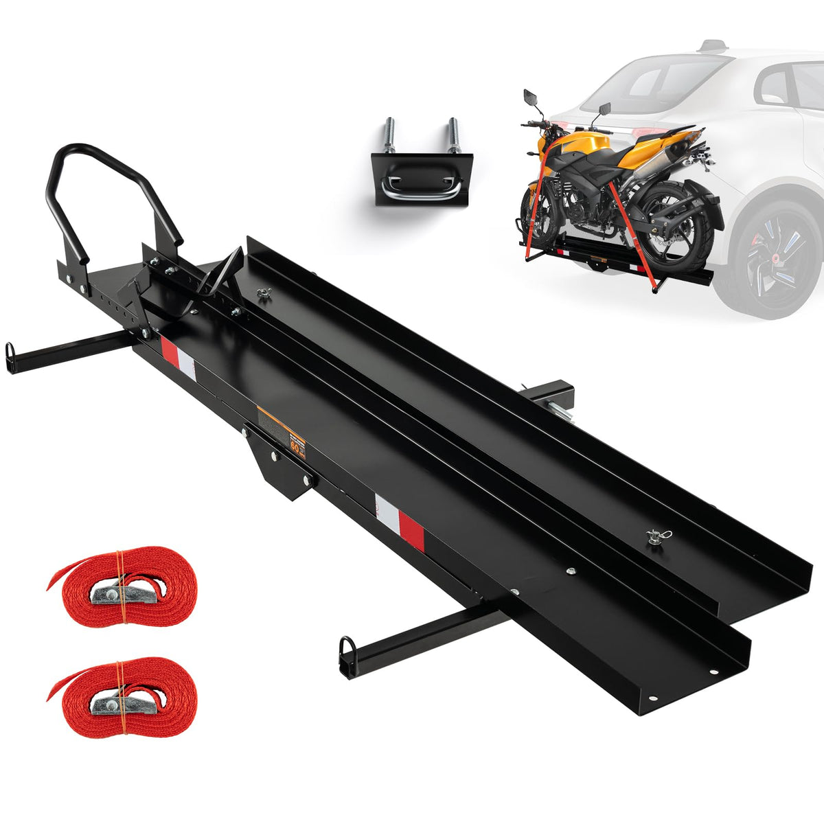 600LBS Heavy Duty Steel Motorcycle Carrier with Loading Ramp
