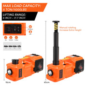 Electric Car Jack Kit 5 Ton 12V Floor Jack Portable Hydraulic Car Jack with Impact Wrench and Tire Inflator Pump for SUV Sedans Tire Change with LED Light, Lifting Height 6 to 17.7 Inch