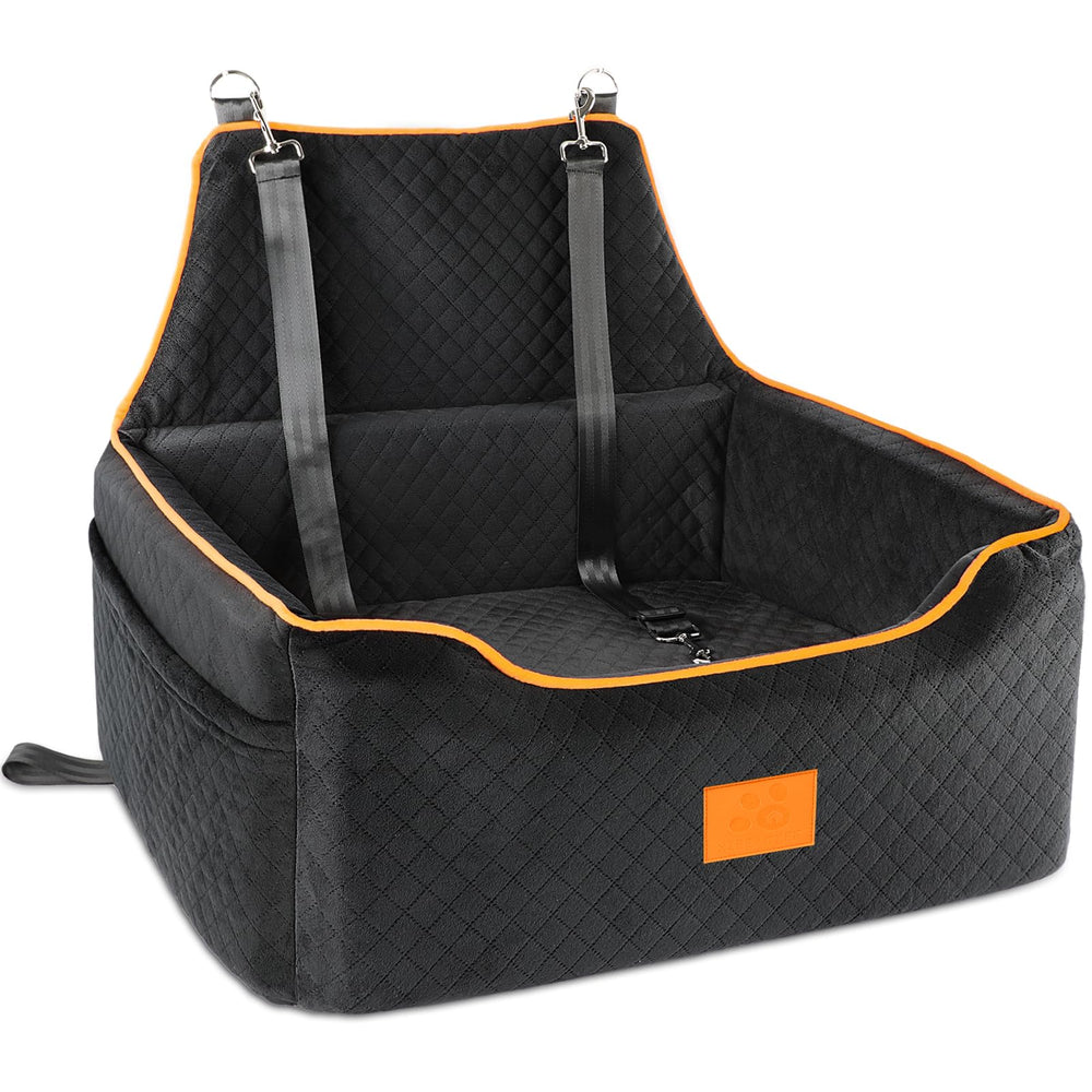Dog Car Seat for Large/Medium Dog, Booster Seat for Dogs Under 55Lbs or 2 Small, Detachable and Washable Travel Pet Seat with Thick Cushion and Storage Pockets (Black)