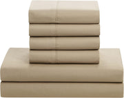 7 Piece Comforter Set Bag Solid Color All Season Soft Down Alternative Blanket & Luxurious Microfiber Bed Sheets, Taupe, King (Pack of 3)