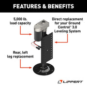 Ground Control 3.0 Automatic 5th Wheel RV Leveling System Rear Hall Effect Jack for Left Leg Replacement with 5,000-lb. Load Capacity - 305339